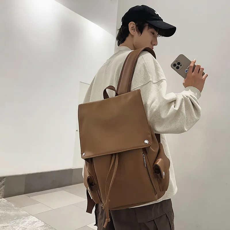 Yalu PU Backpack Unisex White/Gray/Black/Khaki-18