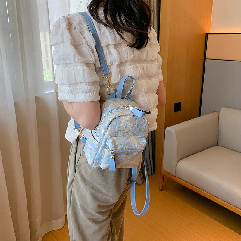 Yalu Canvas Backpack Women's Sky Blue/Pink-2