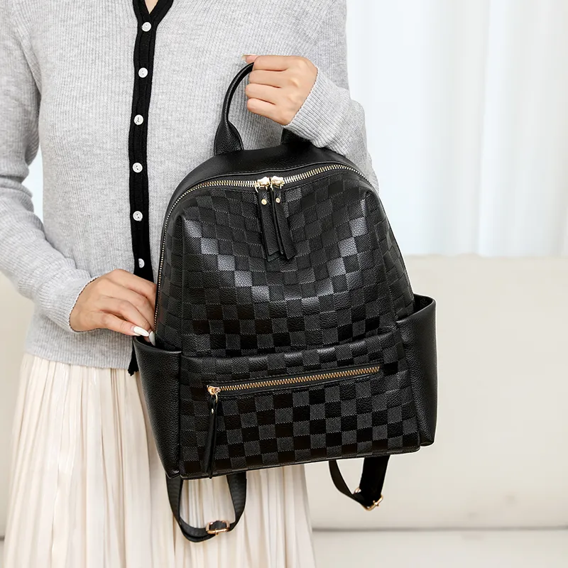 Yalu PU Laptop Bag Backpack Regular Women's White/Black-13