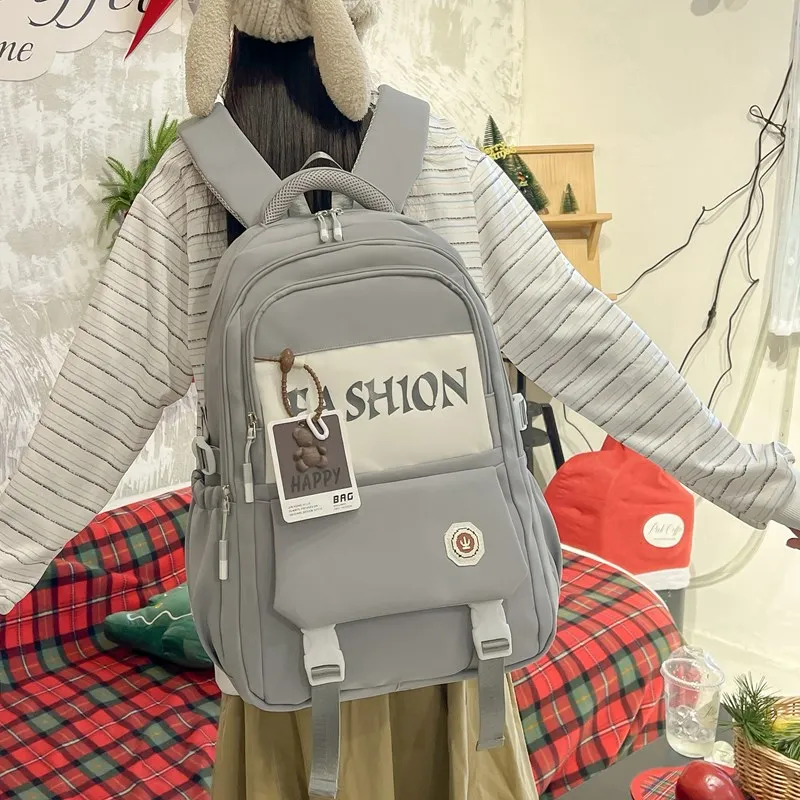 Yalu Nylon Backpack Regular Unisex Gray/Black/Red/Khaki-4