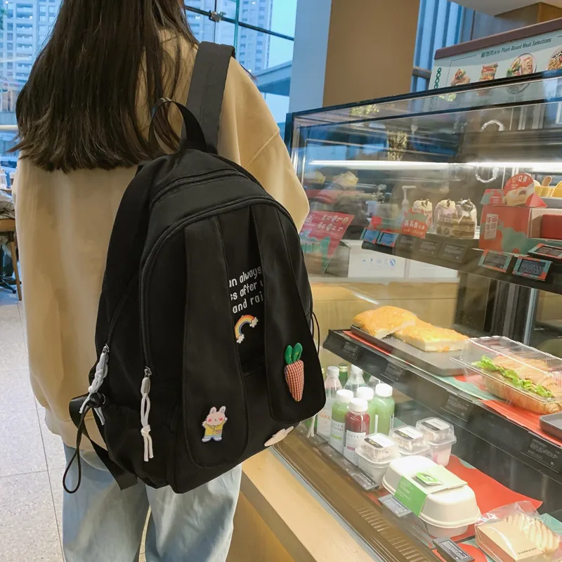 Yalu Nylon Backpack Women's Ecru/Black/Pink-12