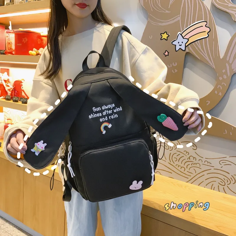 Yalu Nylon Backpack Women's Ecru/Black/Pink-10