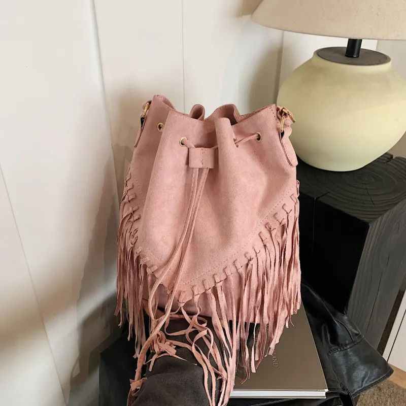 Yalu Matte Fabric Shoulder Bag Women's Black/Coffee/Pink/Brown-6
