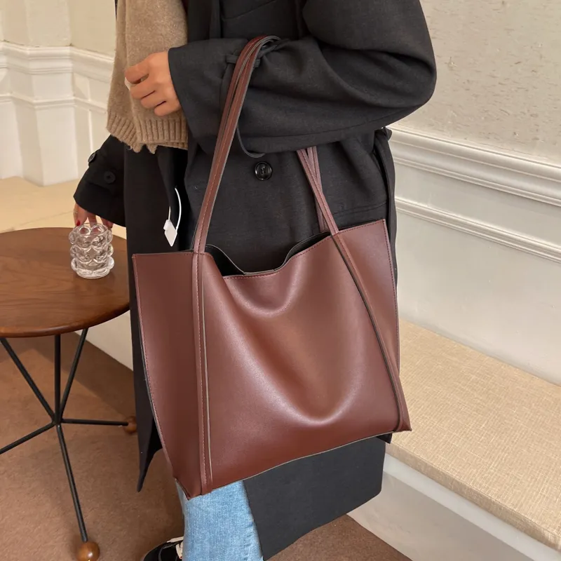 Yalu PU Material Handbag, Shoulder Bag Tubas Women's Black/Coffee/Brown/Ecru-10