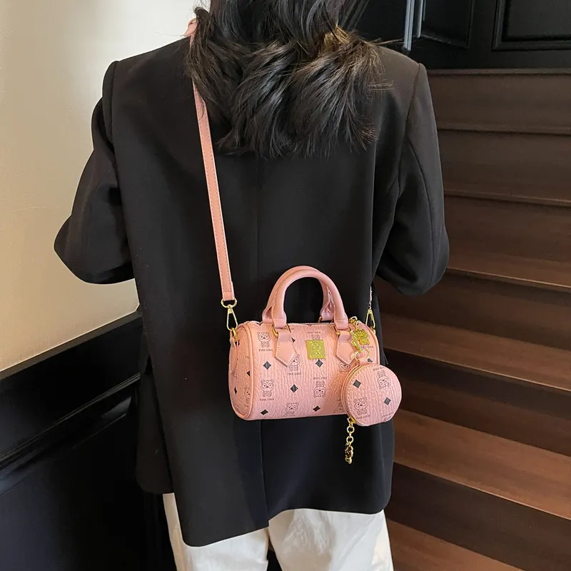Yalu PU Handbag Regular Women's Brown/Pink/Ecru-12