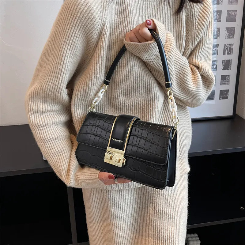 Yalu PU Handbag Regular Women's White/Black-8