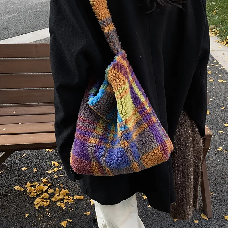 Yalu Cotton Shoulder Bag, Handbag Regular Women's Puppy/Plaid-13