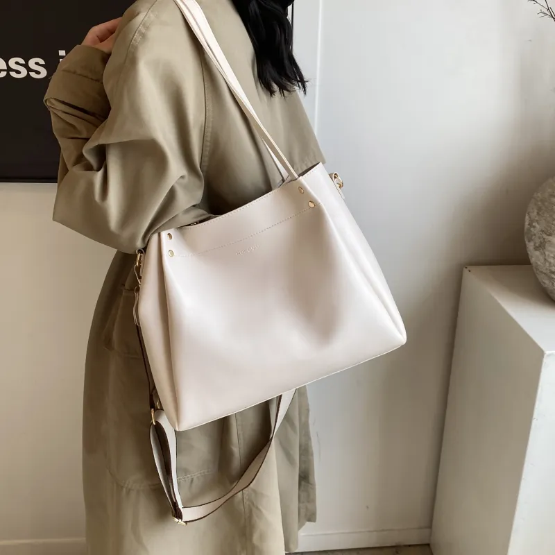 Yalu PU Shoulder Bag, Handbag Women's White/Black/Brown/Coffee-3