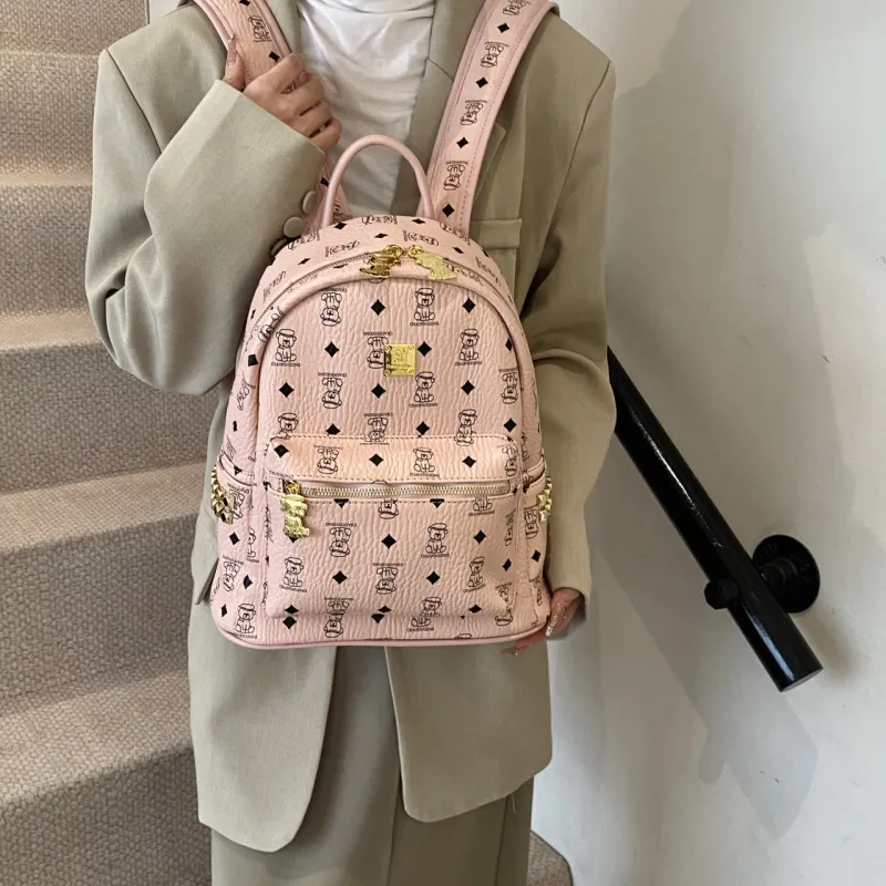 Yalu PU Backpack Tubas Women's Black/White/Brown/Pink-20