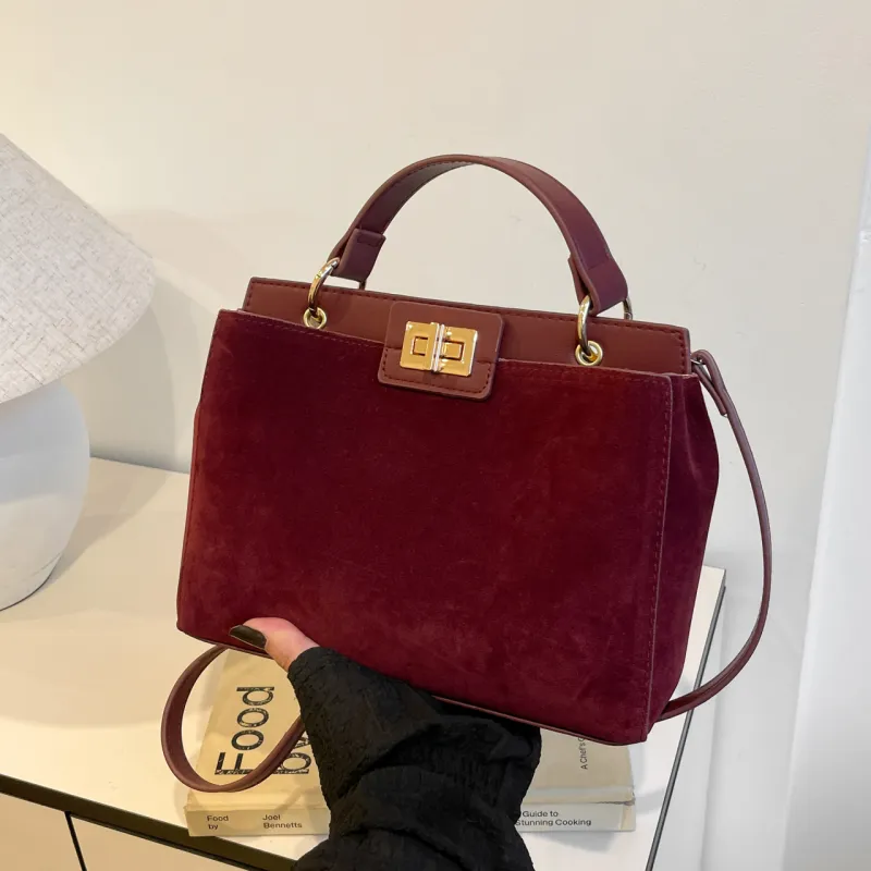 Yalu Flannelette Material Handbag, Crossbody Bag Regular Women's Brown/Burgundy/Coffee/Black-6