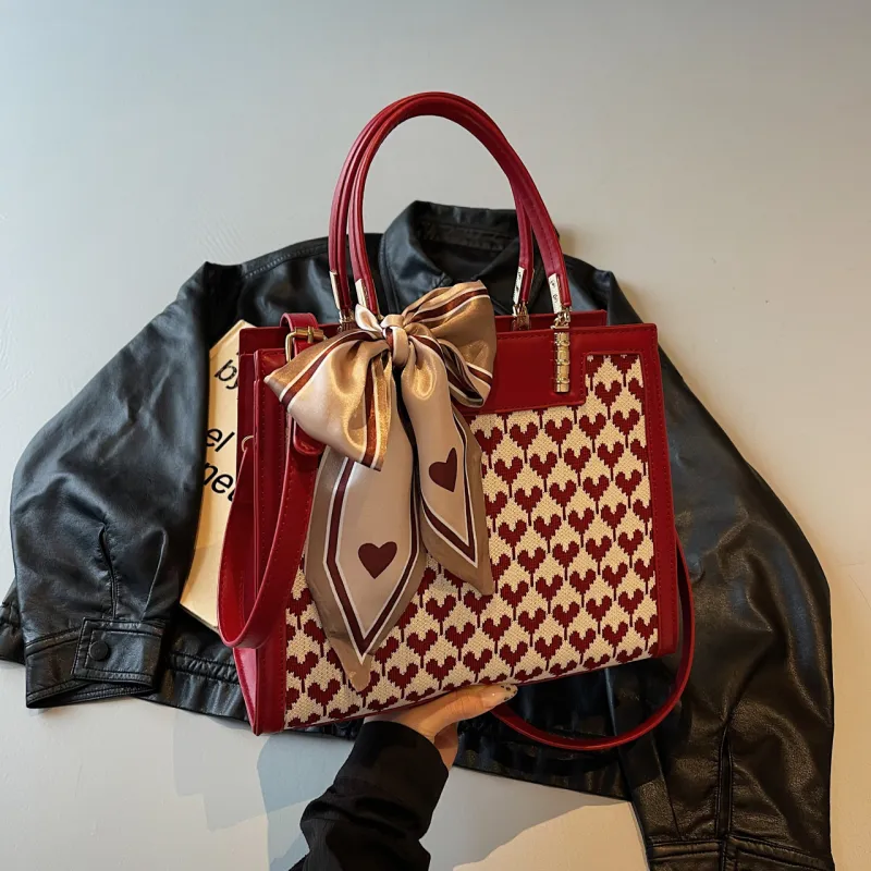 Yalu PU Handbag Women's Houndstooth/Heart-2