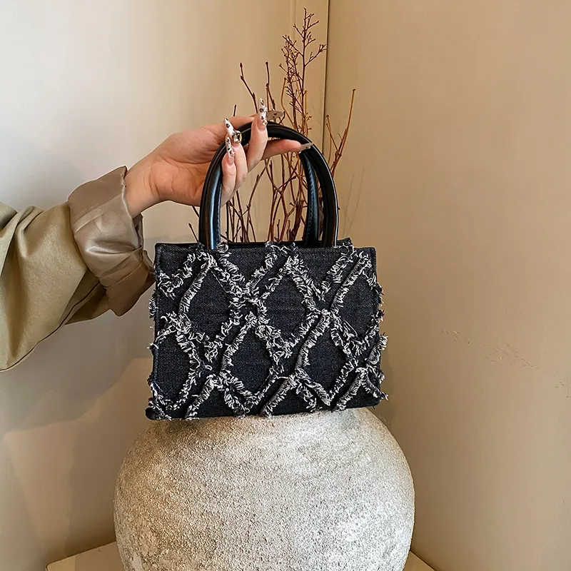 Yalu PU Tote Bag, Shopping Bag, Handbag Women's White/Black/Blue-2