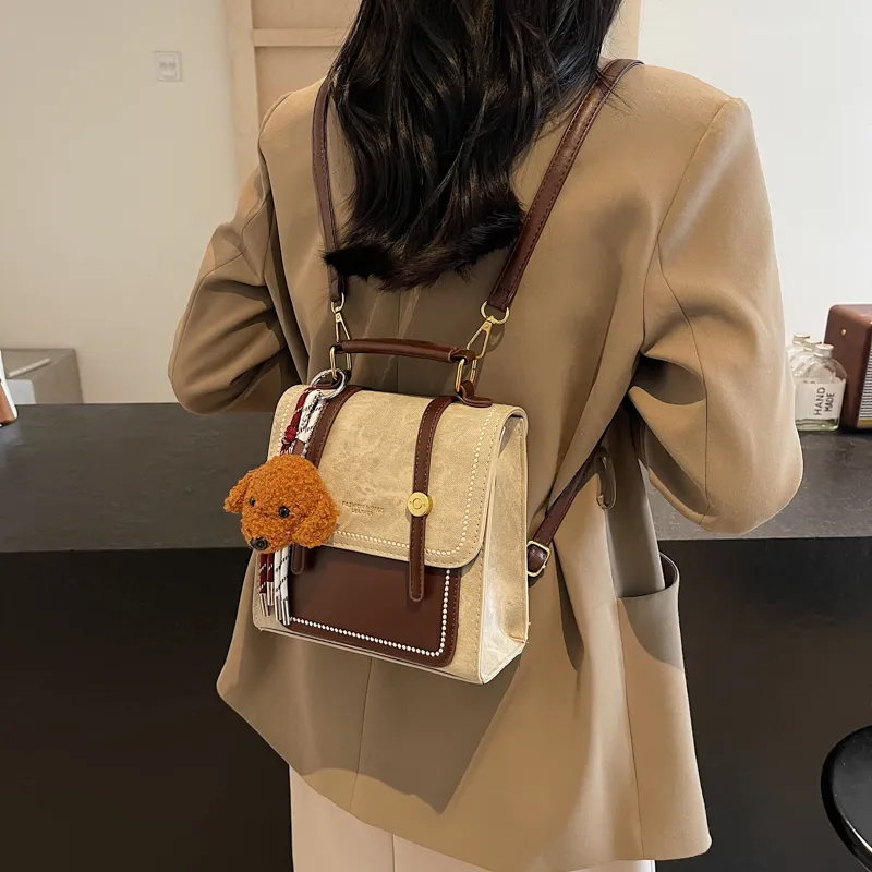 Yalu PU Backpack Regular Women's Yellow Brown/Ecru/Black/Coffee/Blue/Pink-11