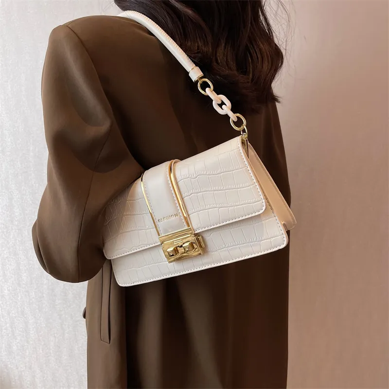 Yalu PU Handbag Regular Women's White/Black-5