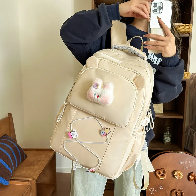 Yalu Nylon Backpack Women's Beige Yellow/Black/Burgundy/Purple/Pink-4