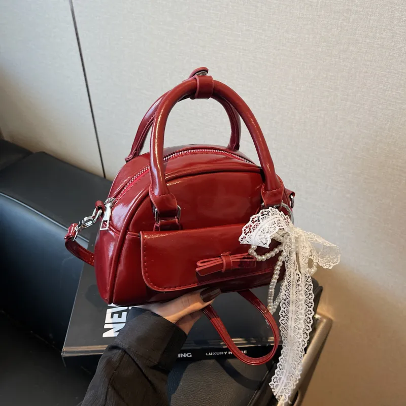 Yalu PU Boston Bag, Shoulder Bag, Crossbody Bag, Handbag Regular Women's Black/Blue/Burgundy/Ecru/Pink-16
