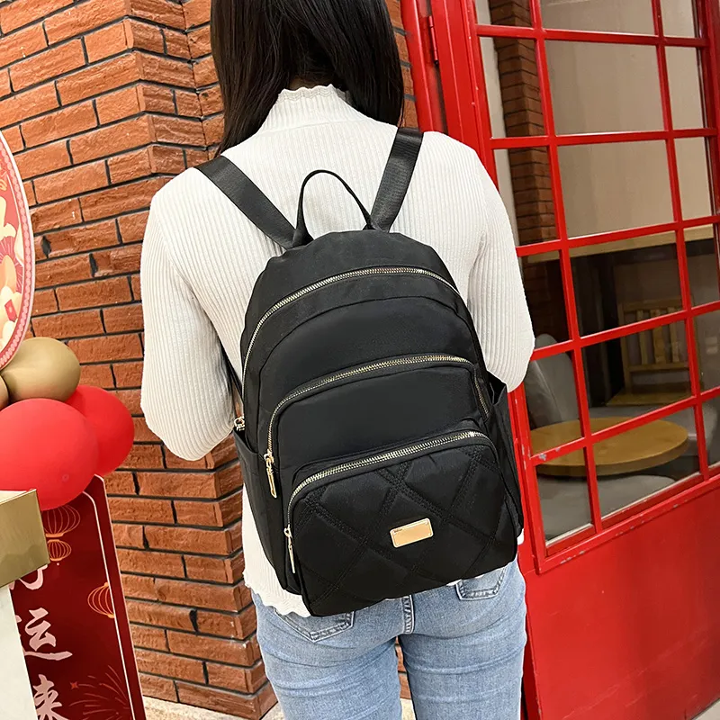 Yalu Oxford Backpack Regular Women's Silver/Black/Pink/Violet/Apricot-9