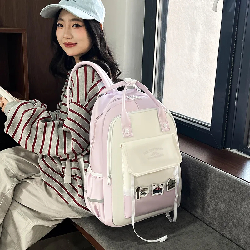 Yalu Nylon Fabric Backpack Regular Unisex Multicolor-12