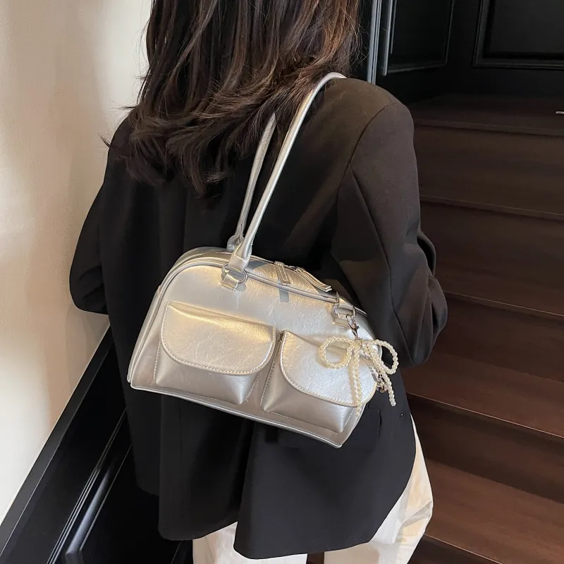 Yalu PU Shoulder Bag Women's Black/Red/Silver/White-15