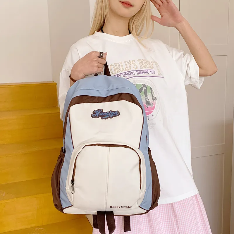 Yalu Nylon Fabric Backpack Unisex Multicolor-1