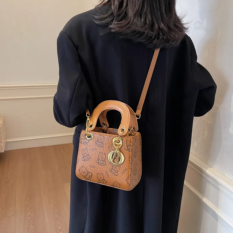 Yalu PU Lady Dior Crossbody Handbag Regular Women's Ecru/Black/Pink/Brown-26
