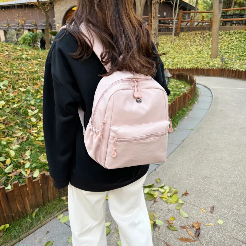 Yalu Oxford Backpack Women's Ivory/Black/Mint Green/Dusty Pink-13