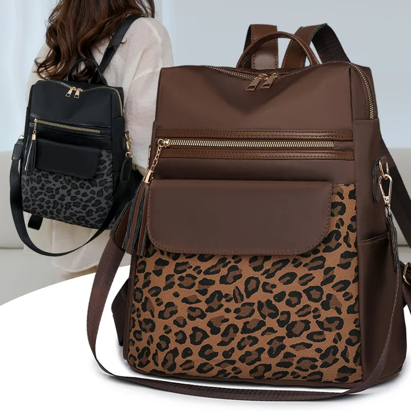 Yalu Nylon Backpack Regular Women's Ecru/Black/Coffee-9
