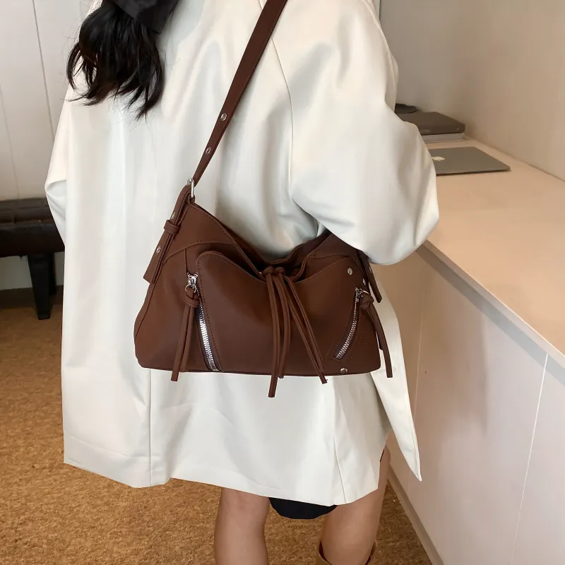 Yalu PU Shoulder Bag Regular Women's Coffee/Black/Khaki-5