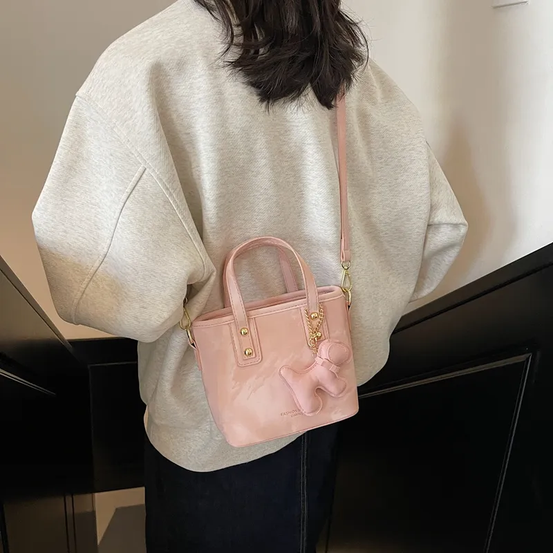 Yalu PU Handbag, Shoulder Bag Regular Women's Ecru/Black/Dark Brown/Pink-5