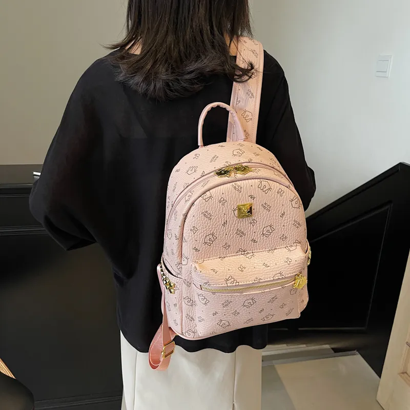 Yalu PU Backpack Tubas Women's Black/Khaki/Pink/Brown-3