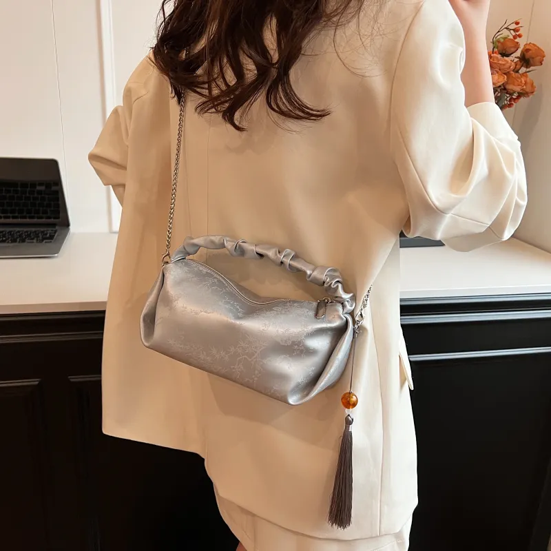 Yalu PU Pillow Bag, Handbag, Shoulder Bag, Crossbody Bag Women's Green/Silver/Black/Ecru-13
