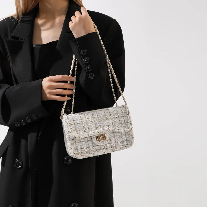 Yalu Woven Crossbody Bag, Shoulder Bag Women's White/Black-5