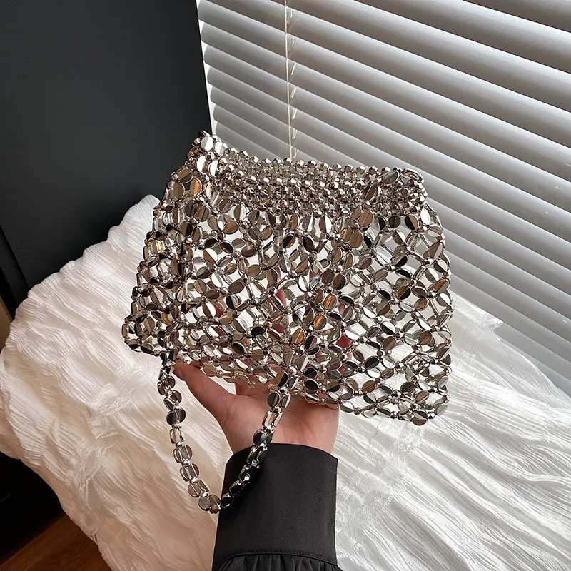 Yalu Acrylic Shoulder Bag Regular Women's White/Silver-11