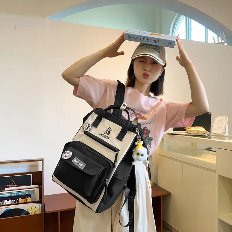 Yalu Nylon Combo Backpack Portable Backpacks Regular Unisex Multicolor-6