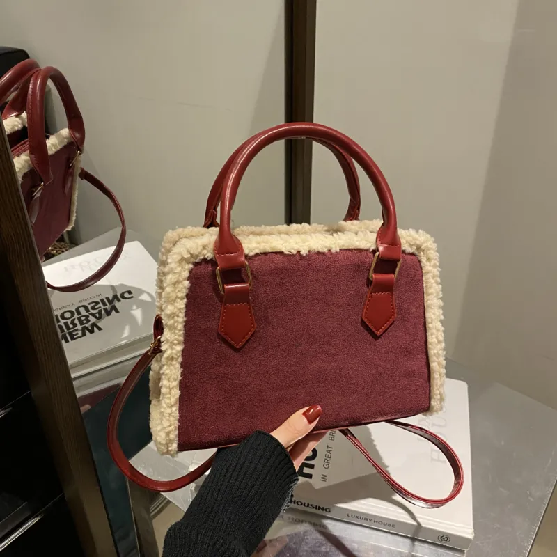 Yalu Velour Handbags Shoulder Bag Crossbody Bag Regular Women's Coffee/Brown/Black/Red-22