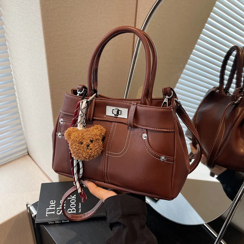 Yalu PU Minimalist Style Handbag Regular Women's Caramel Brown/Coffee/Black/Khaki-2
