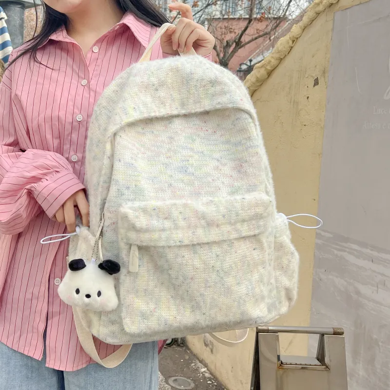 Yalu Composite Cloth Backpack Women's White/Yellow/Blue/Pink-1