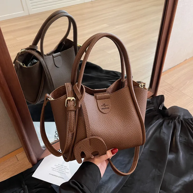 Yalu PU Handbag Women's Black/Ecru/Coffee/Brown/Khaki-23
