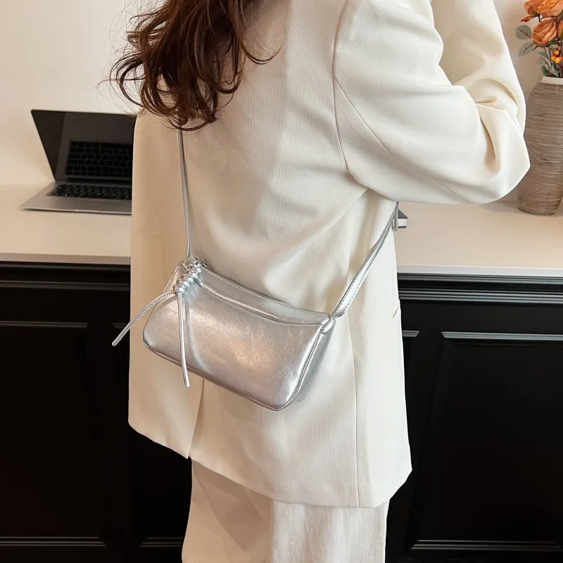 Yalu PU Shoulder Bag, Crossbody Bag Regular Women's Silver/Ecru/Black/Red-5