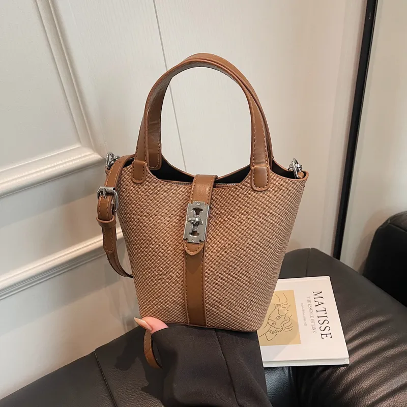 Yalu PU Bucket Bag, Shoulder Bag, Crossbody Bag, Handbag Regular Women's Black/Brown/Khaki/White-9