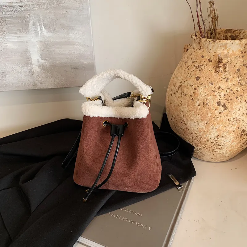 Yalu Suede Handbag Regular Women's Black/Coffee/Pink/Khaki-6
