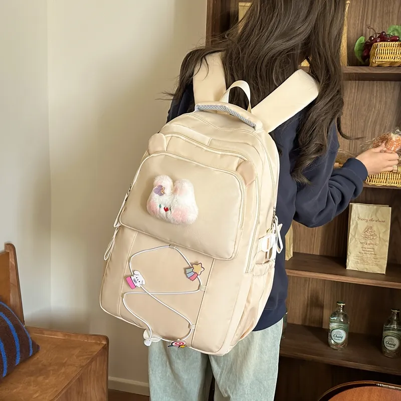 Yalu Nylon Backpack Women's Beige Yellow/Black/Burgundy/Purple/Pink-2