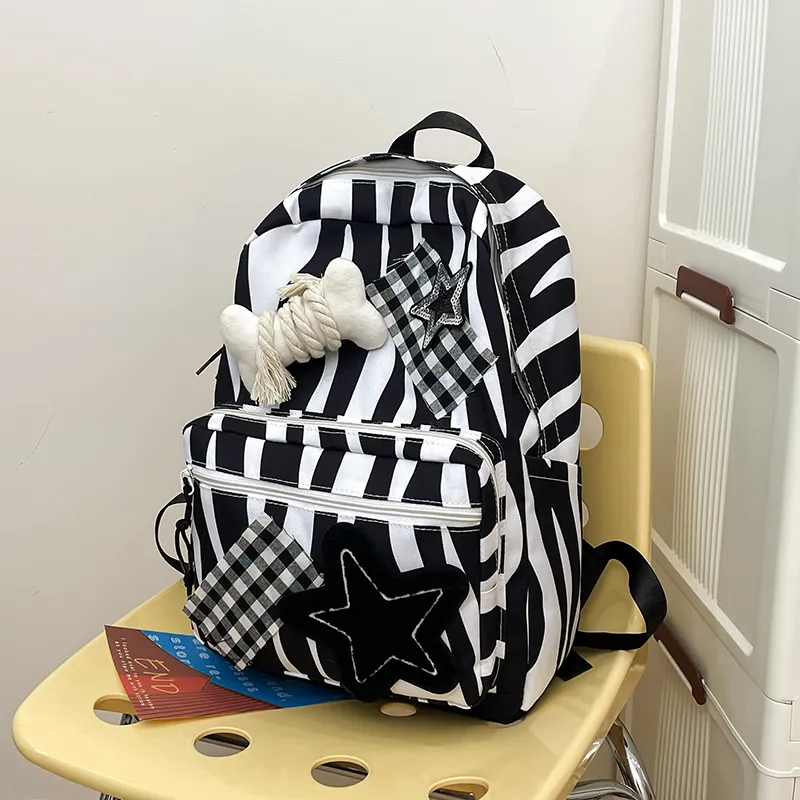 Yalu Nylon Backpack Regular Women's Black/Brown-5