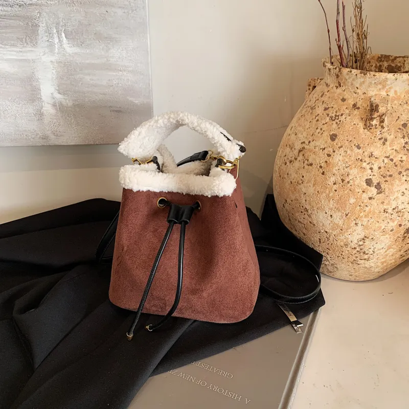 Yalu Suede Handbag Regular Women's Black/Coffee/Pink/Khaki-7
