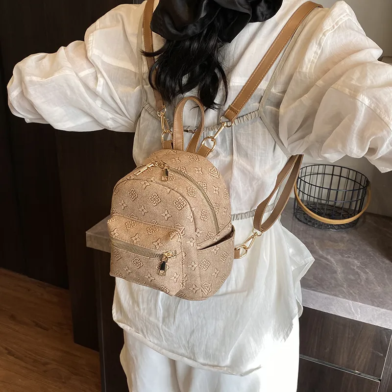 Yalu PU Backpack Women's White/Khaki/Coffee-5