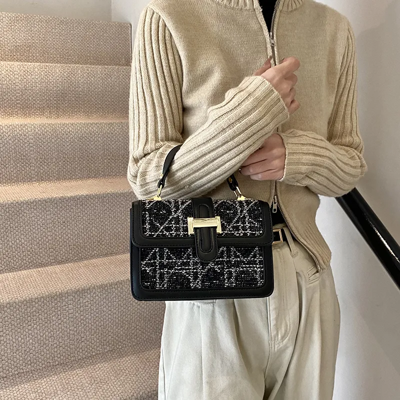 Yalu PU Shoulder Bag, Handbag Regular Women's Black/White-2