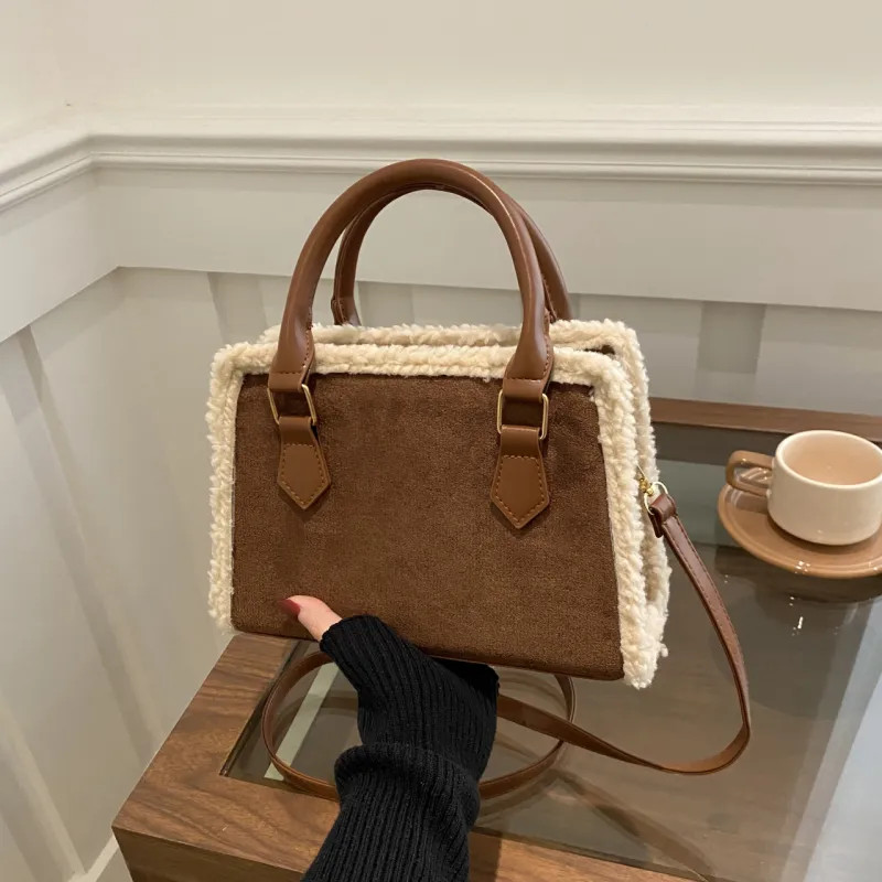 Yalu Velour Handbags Shoulder Bag Crossbody Bag Regular Women's Coffee/Brown/Black/Red-4