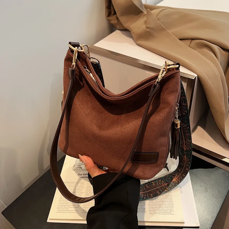 Yalu Suede Shoulder Bag Handbag Crossbody Bag Regular Women's Khaki/Brown/Black/Coffee-20