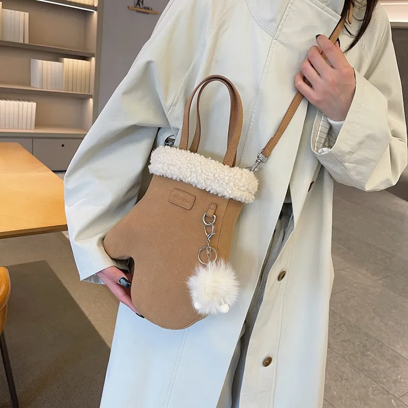 Yalu Suede Crossbody One Shoulder Handbag Regular Women's Brown-1