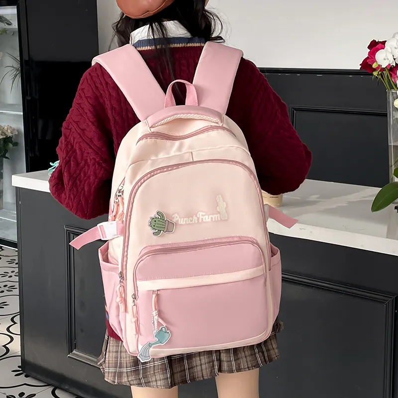 Yalu Nylon Backpack Women's Black/Green/Pink/Light Blue-7